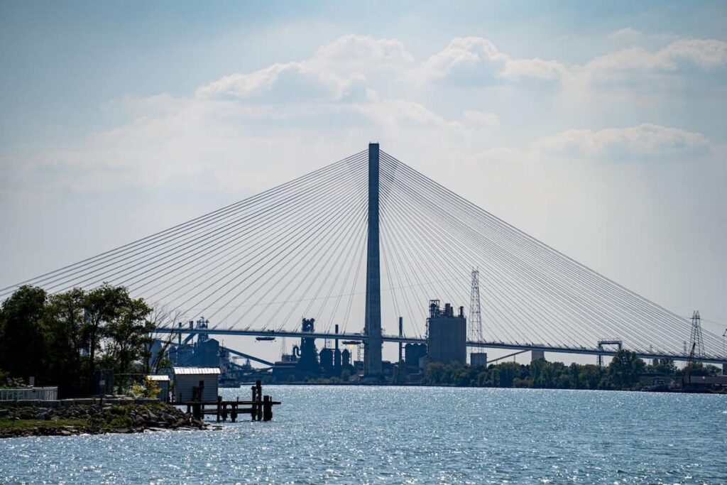 A shot of the Gordie Howe International Bridge.