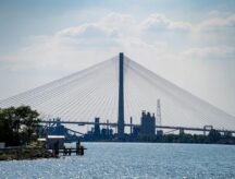 A shot of the Gordie Howe International Bridge.