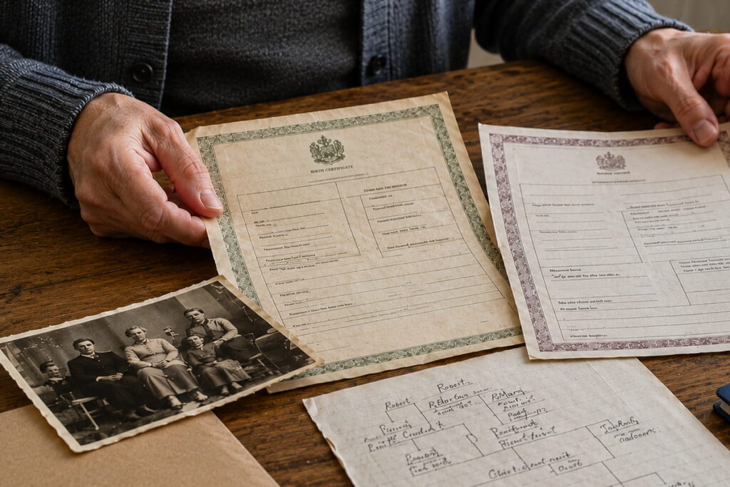 A lady looks through her gathered documents in anticipation of submitting a citizenship by descent application