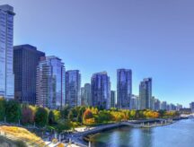 A view of View of Downtown Vancouver Harbour in Vancouver, British Columbia, Canada.