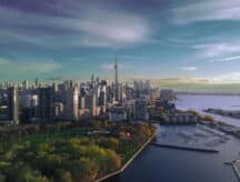 An aerial shot of the Toronto skyline.