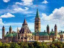 The Canadian Parliament on a sunny day.