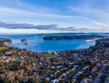 An aerial shot of Departure Bay in Nanaimo.