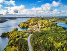 Aerial shot of scenery in Newfoundland and Labrador.