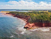 Rocky Shore on the Atlantic Ocean. Prince Edward Island, Canada.