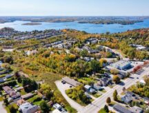 Aerial View of Sudbury in Early Fall Autumn captured from the Minnow Lake area.